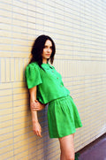 Olivia Linen Shorts - Jade - Made to Order