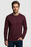 Bevis Long Sleeve Cotton T-shirt - Burgundy