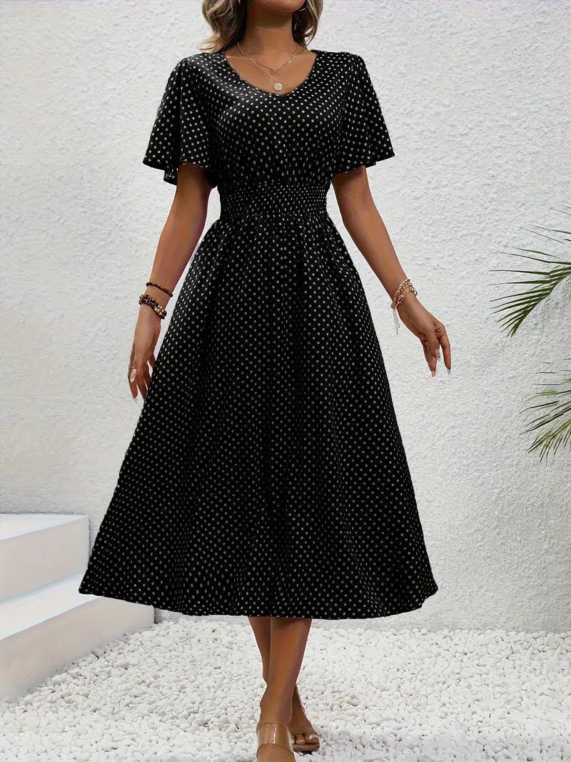 Women's Small Floral Print Short Sleeve Dress
