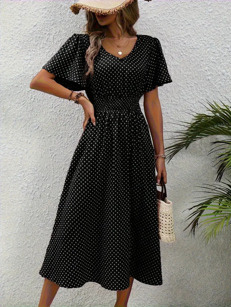 Women's Small Floral Print Short Sleeve Dress