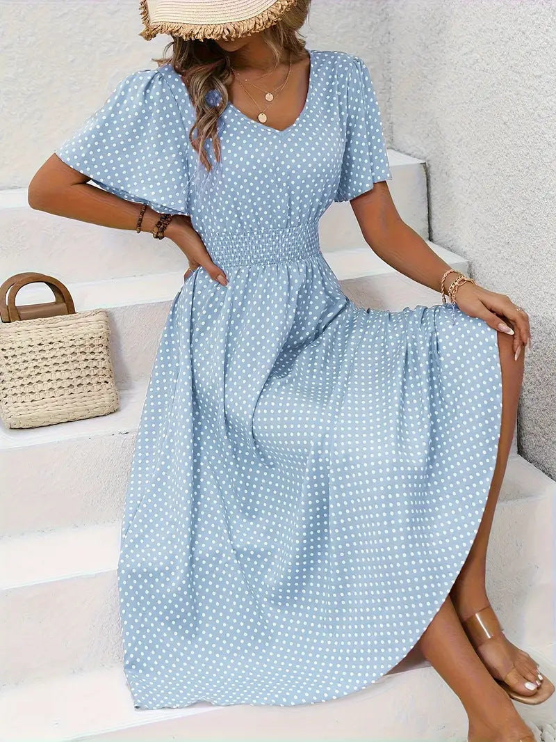 Women's Small Floral Print Short Sleeve Dress