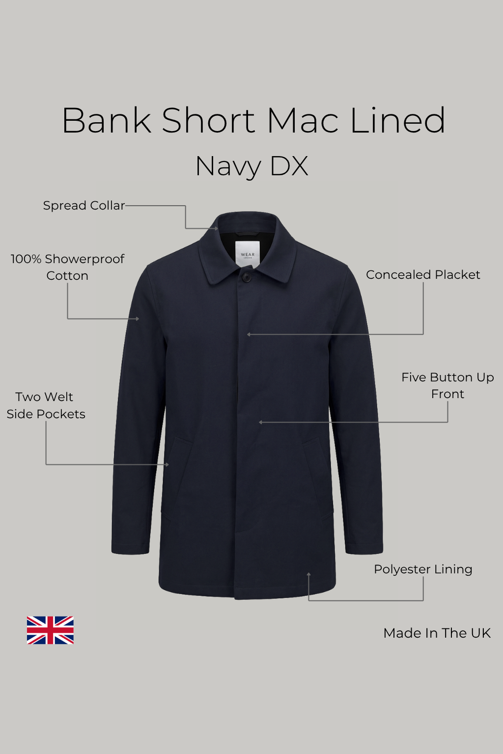 Bank Short Mac Lined  - Navy Dx