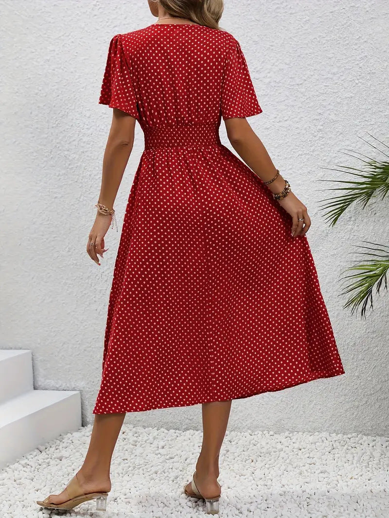 Women's Small Floral Print Short Sleeve Dress