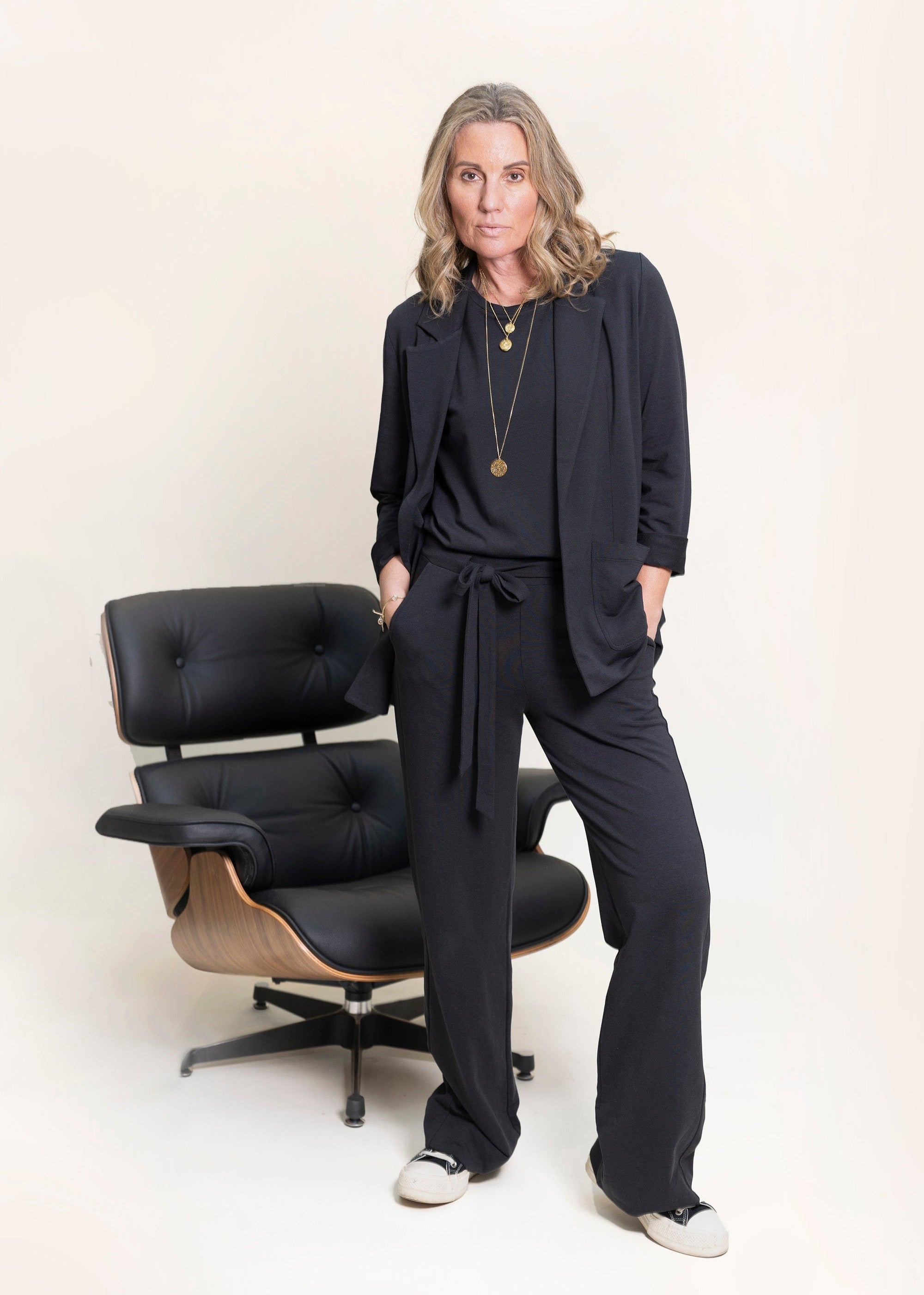 GODDESS wide leg trousers, charcoal