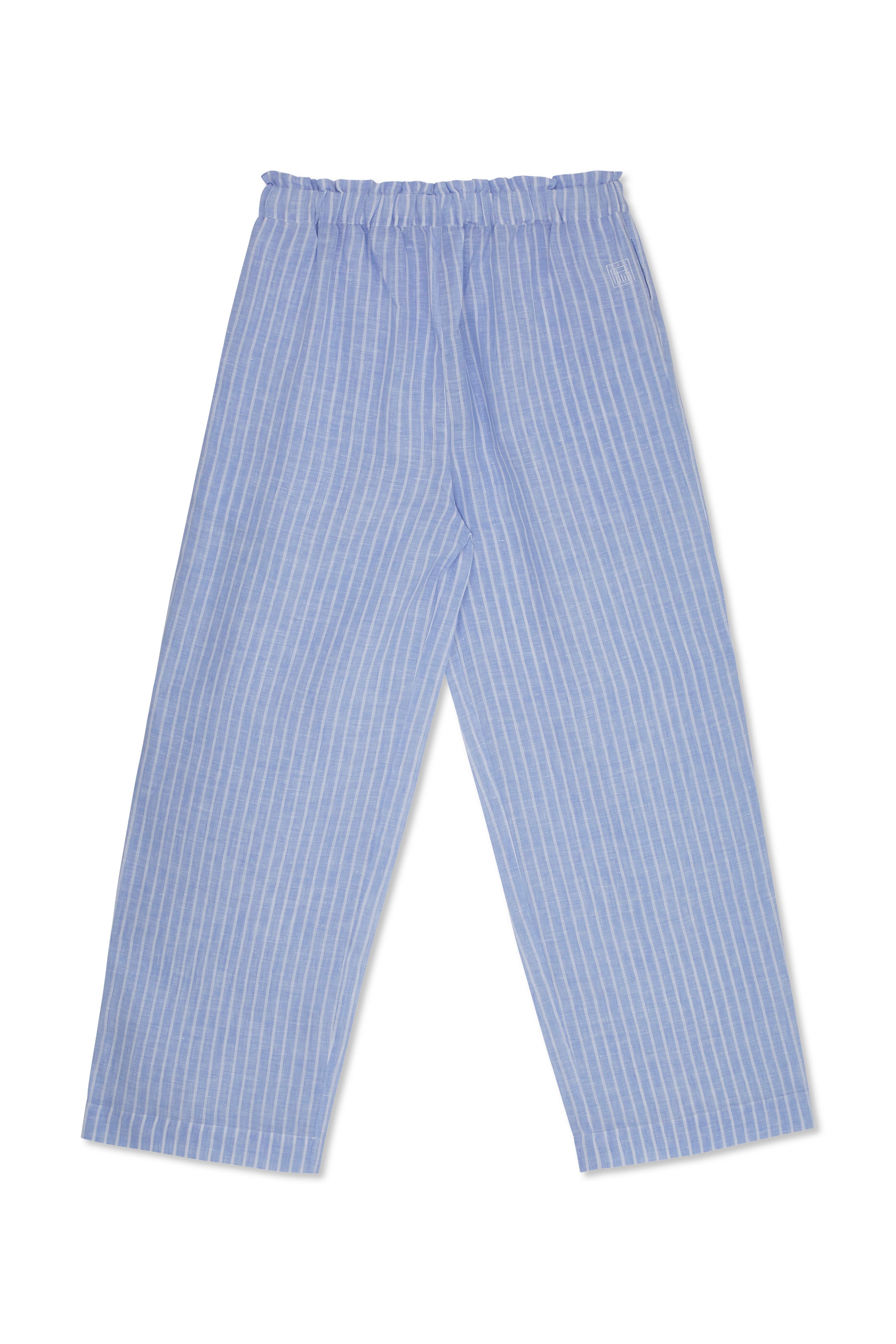 Maya Linen Trousers - Baby Blue Stripe