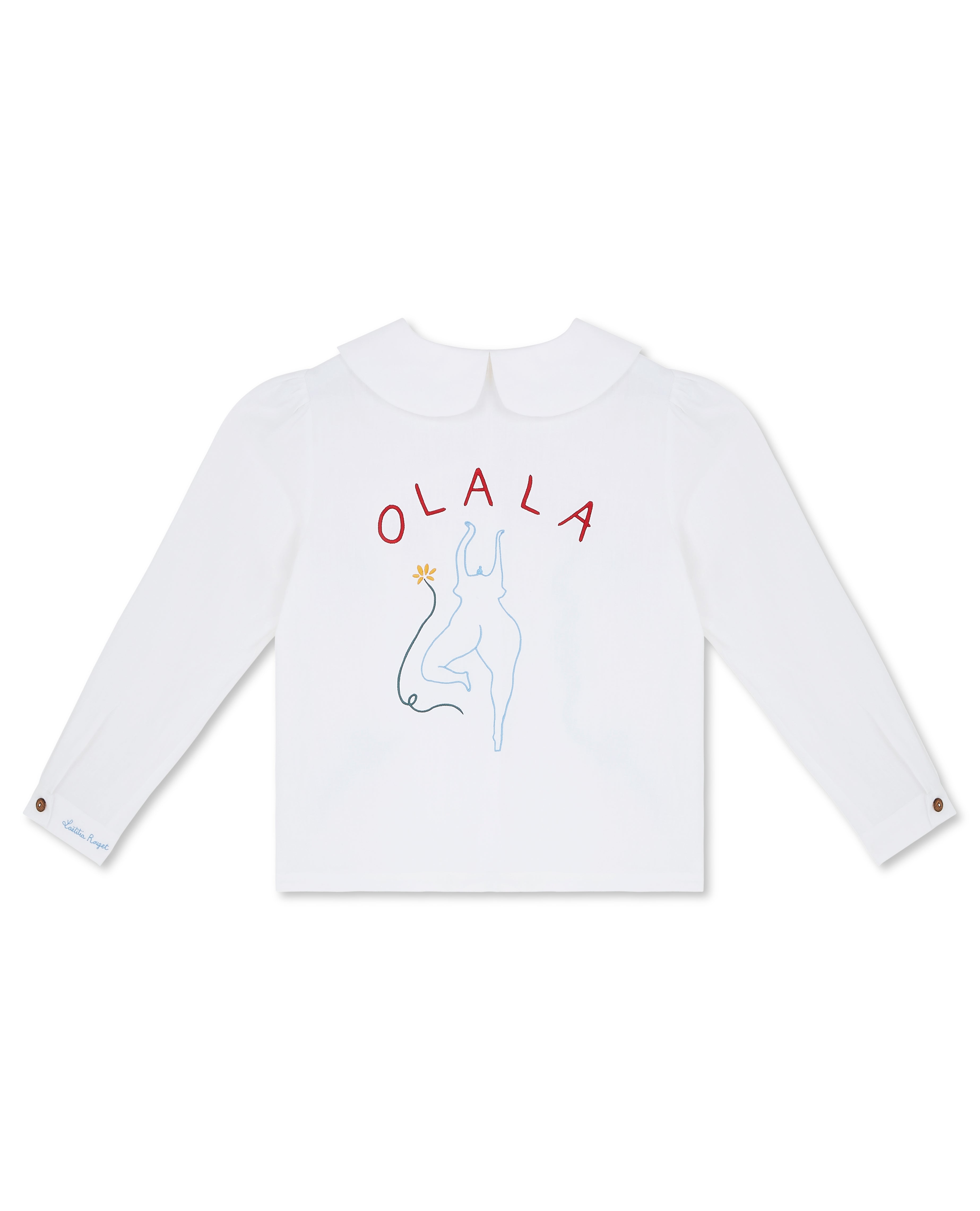OLALA Embroidered Claudine Linen Blouse - White  x Laetitia Rouget - Delivery from June 2026