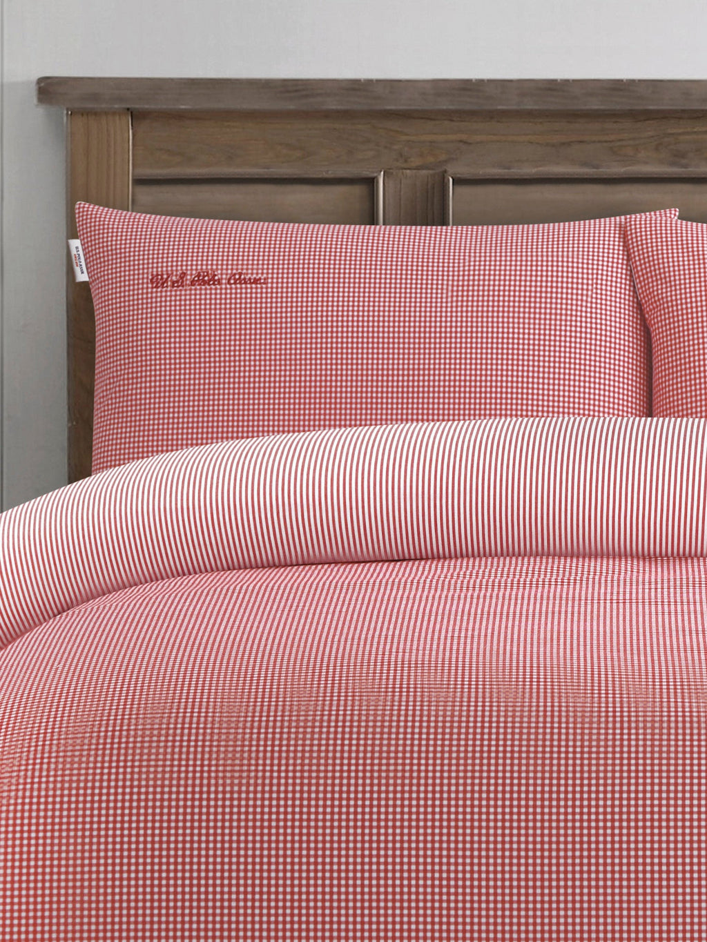 Pure Cotton Check Duvet Set Haute Red