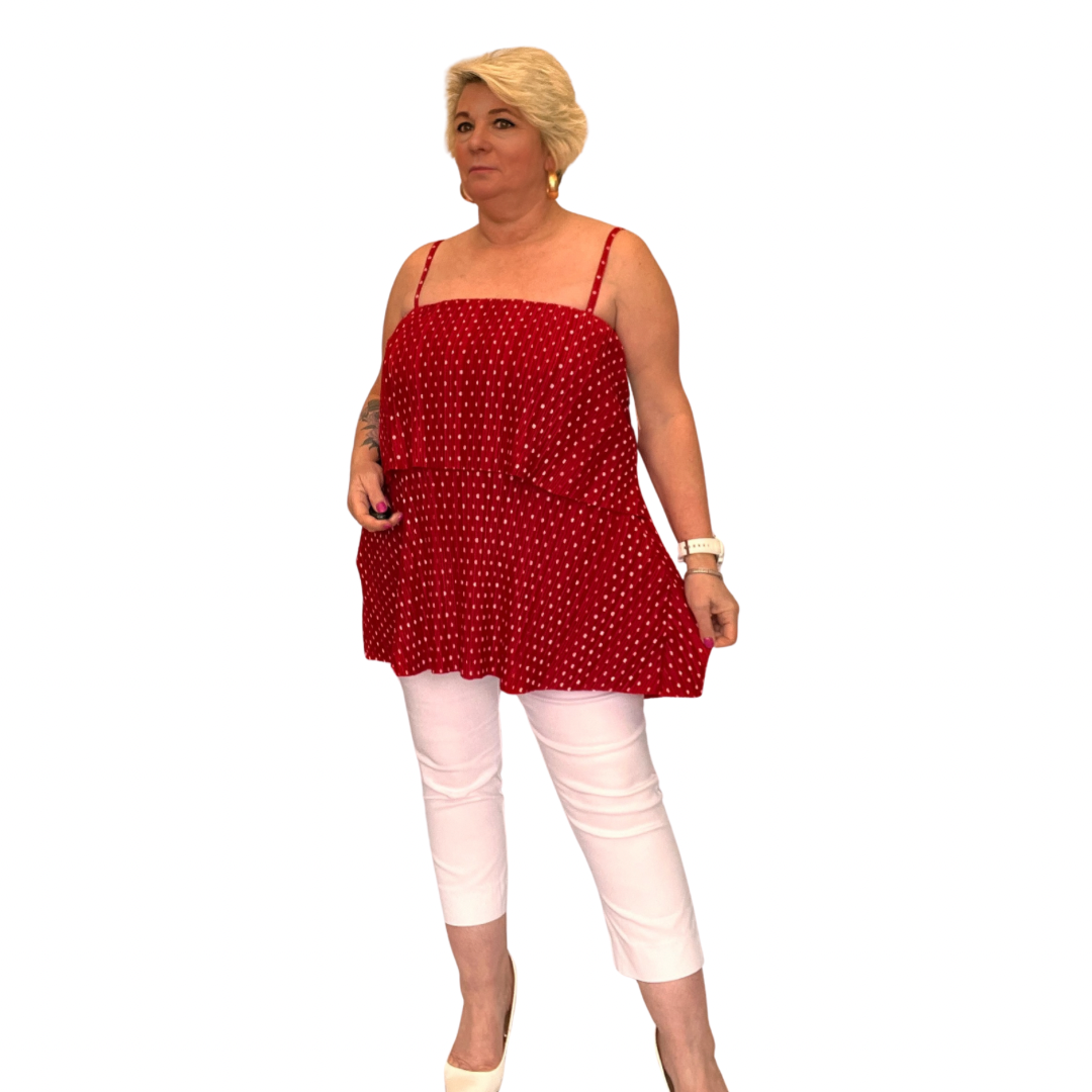 STRAPPY PLEATED LAYERED CAMI TOP BLOUSE