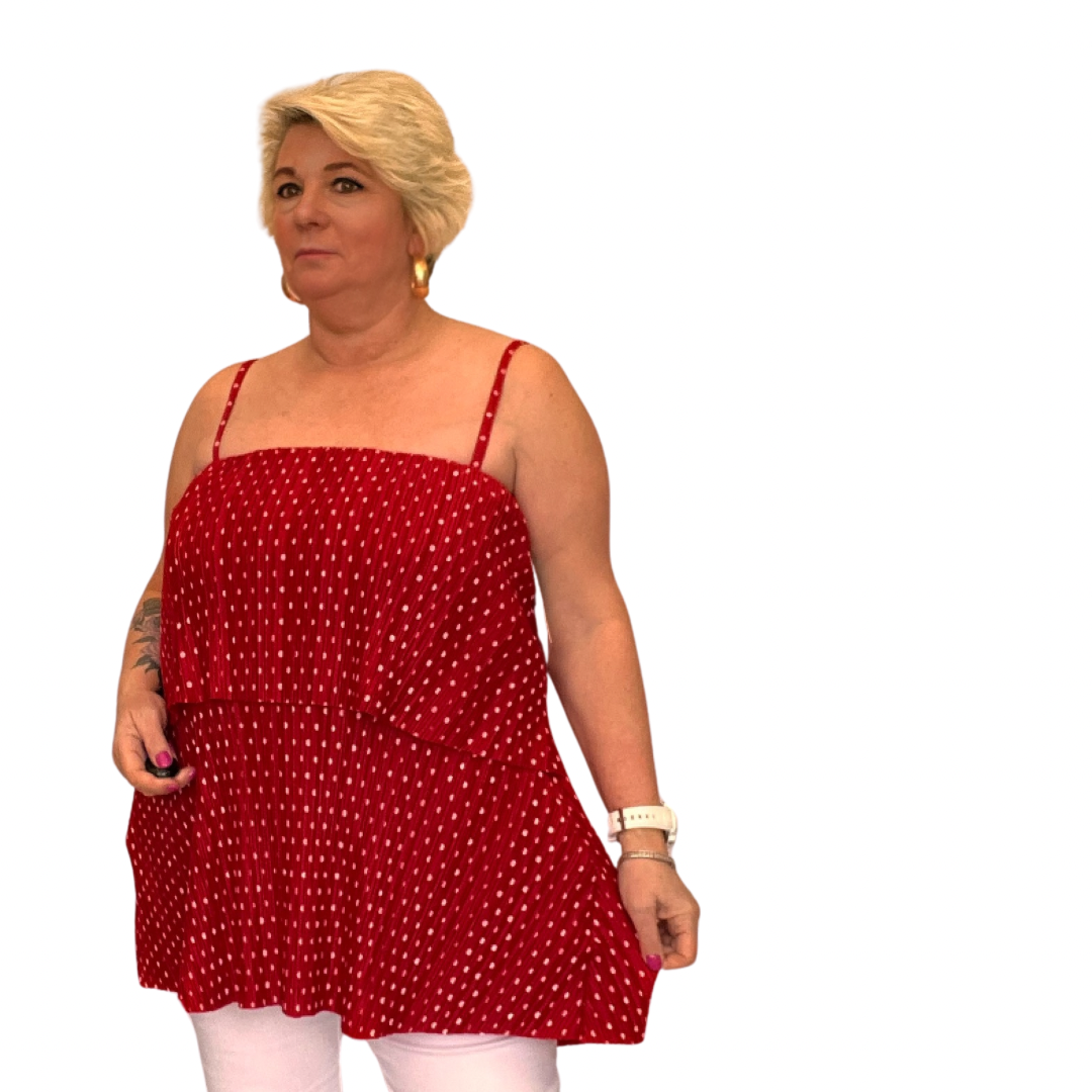 STRAPPY PLEATED LAYERED CAMI TOP BLOUSE