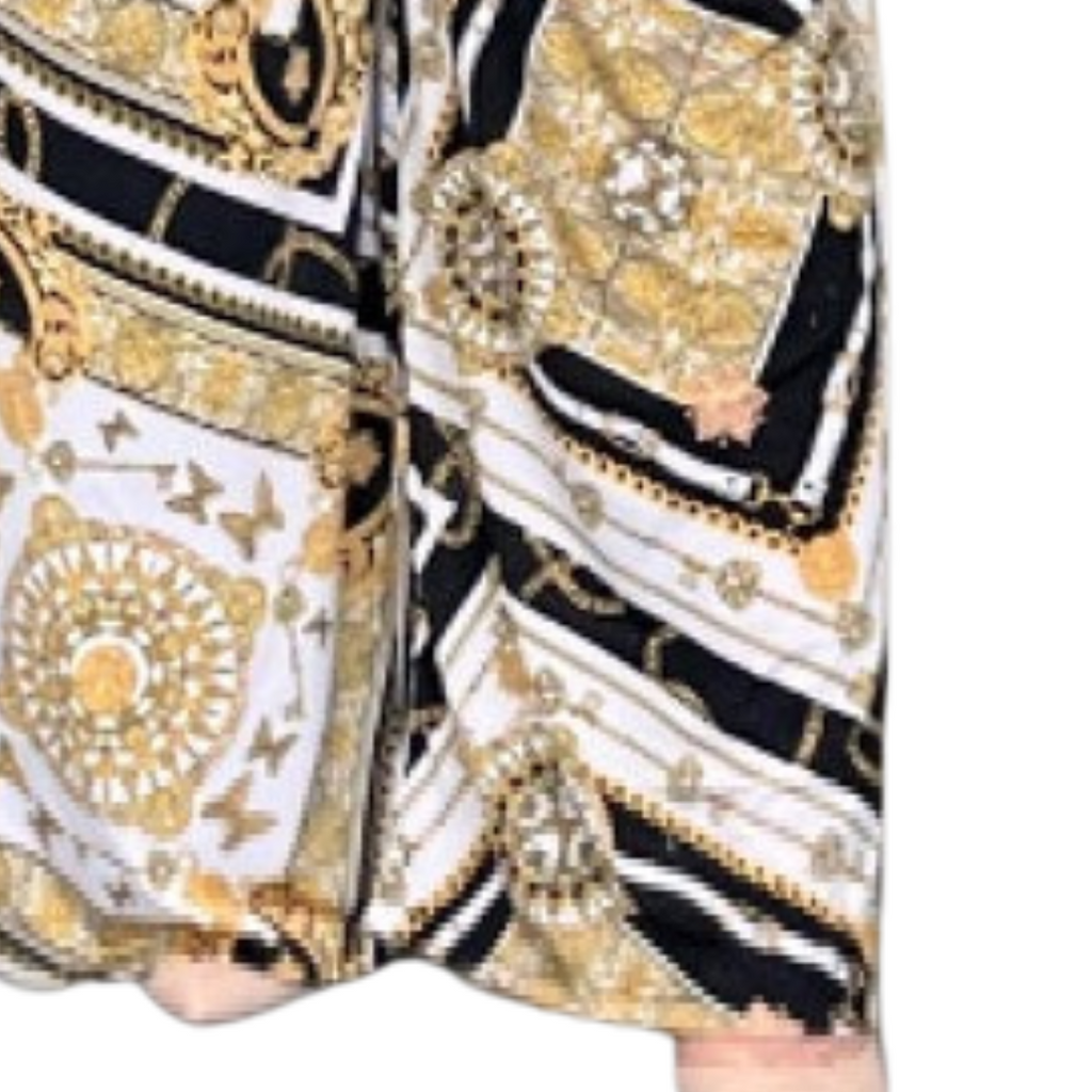 White & Gold Compass Print Palazzo Trousers