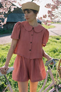 Olivia Linen Shorts - Berry - Made to Order