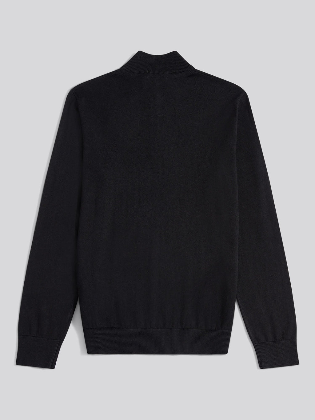 Mens Cotton Funnel Neck 1/4 Zip Knit in Black Bright White DHM