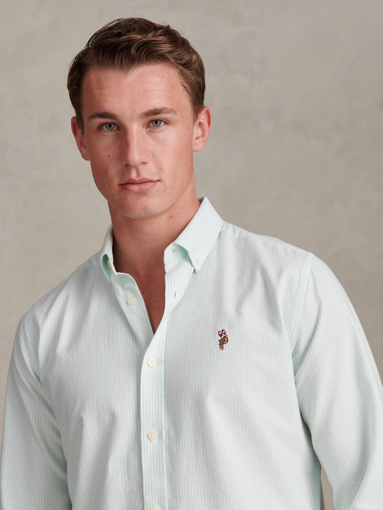 Mens Oxford Stripe  Shirt Ice Green