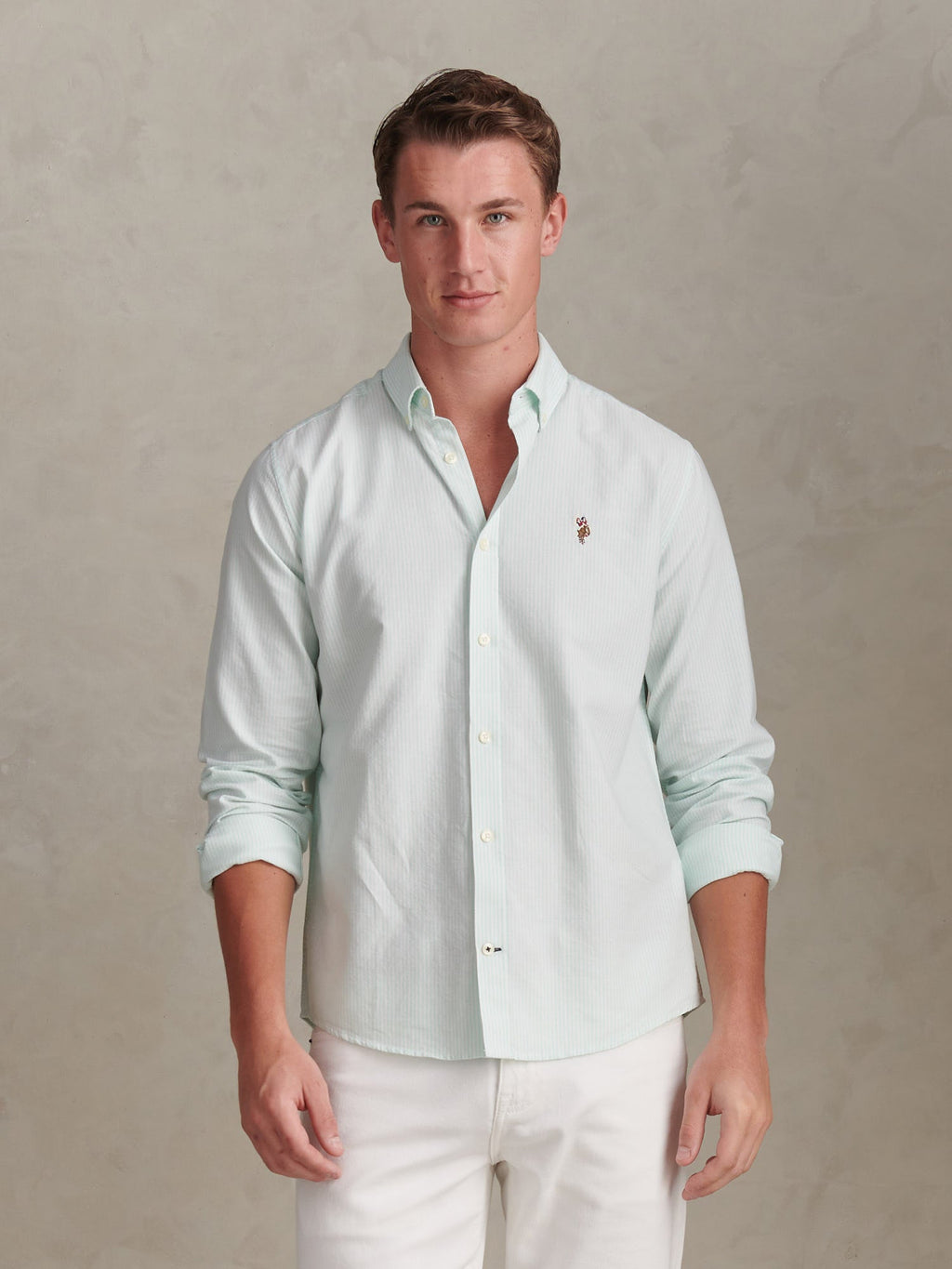 Mens Oxford Stripe  Shirt Ice Green