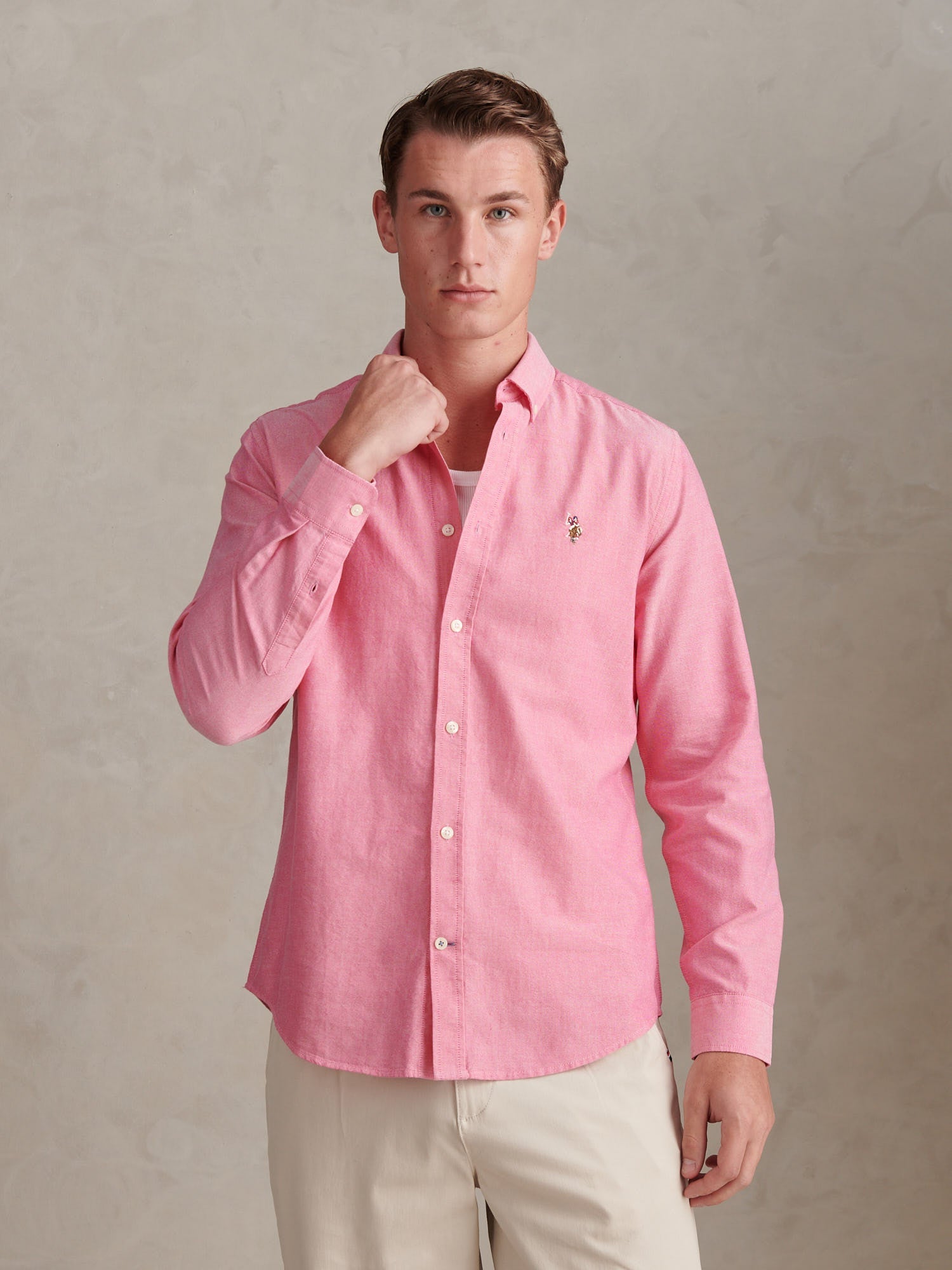 Mens Peached Oxford Shirt Chateau Rose