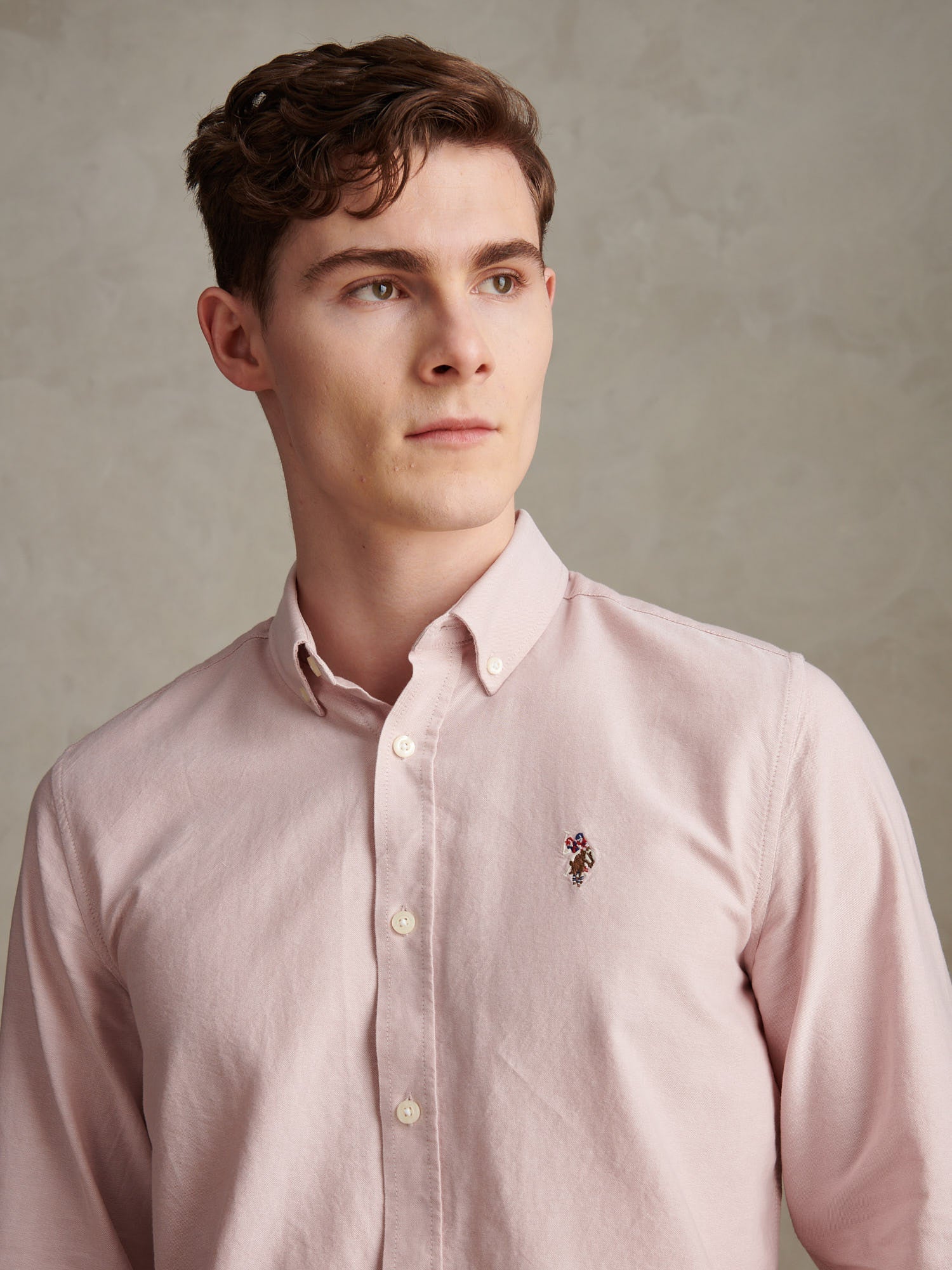 Mens Peached Oxford Shirt Sepia Rose