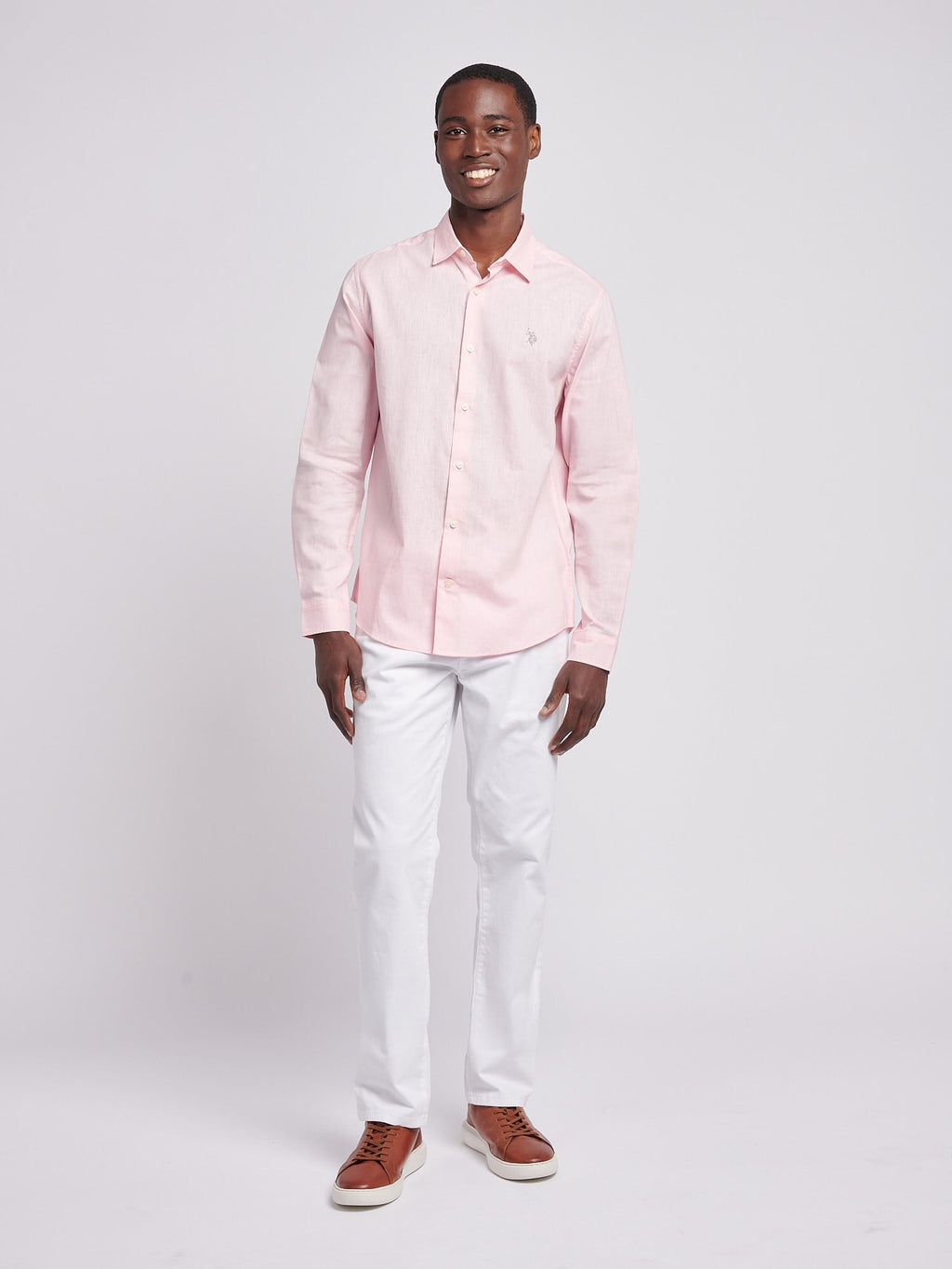 Mens Linen Blend Shirt Pink a Boo