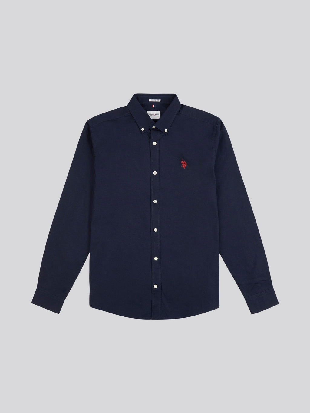 Mens Stretch Cotton Poplin Shirt Dark Sapphire Navy / Haute Red DHM