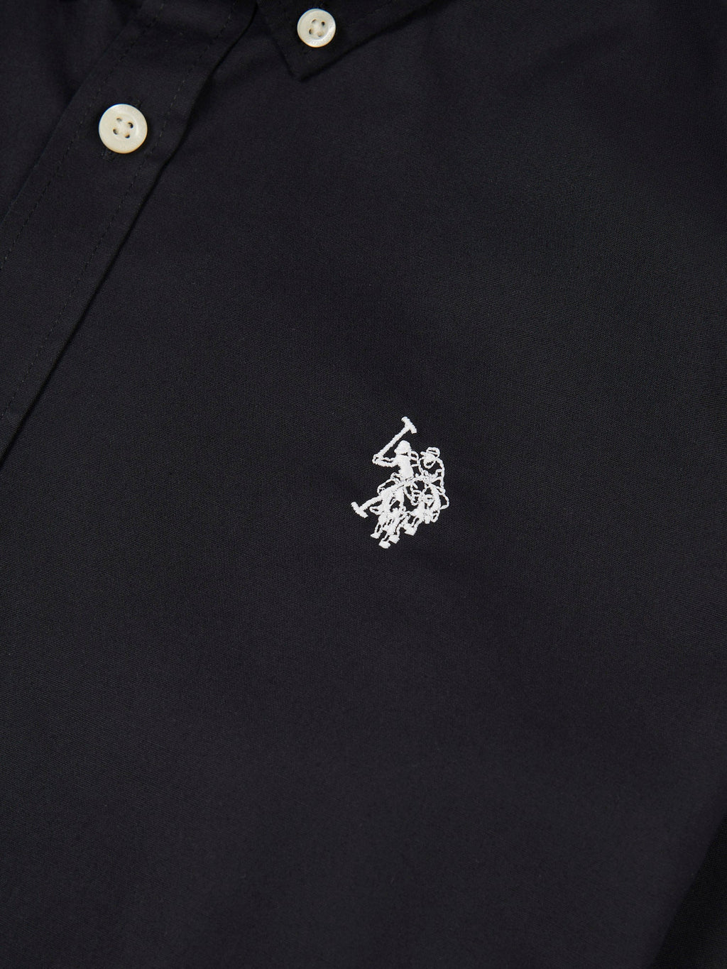 Mens Stretch Cotton Poplin Shirt Black Bright White DHM