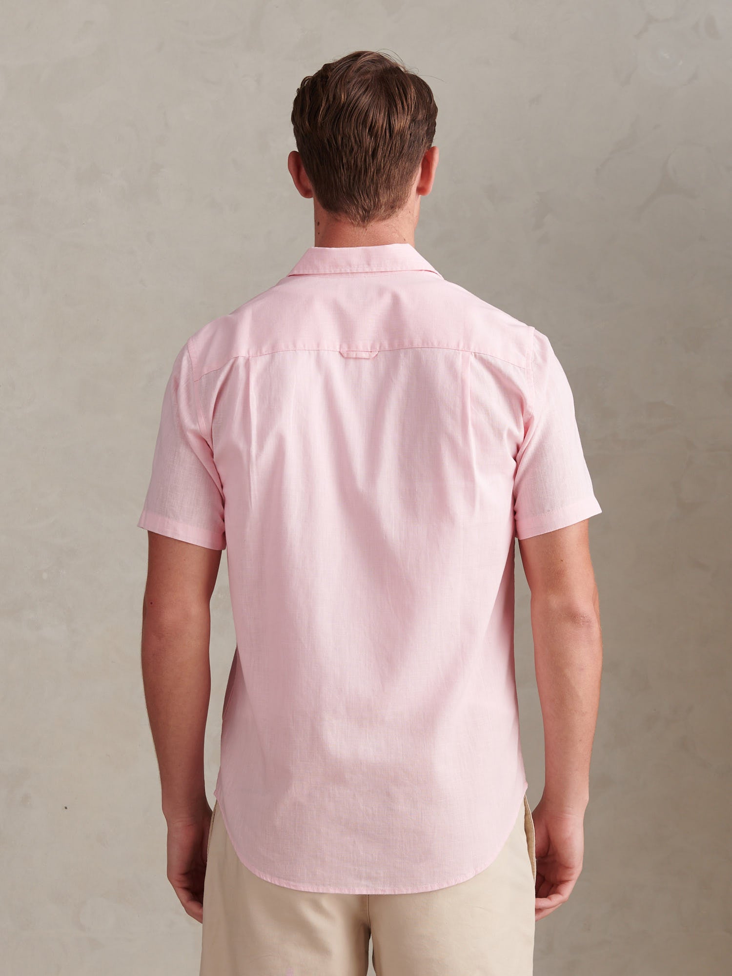 Mens Linen Blend Short Sleeve Shirt Pink a Boo