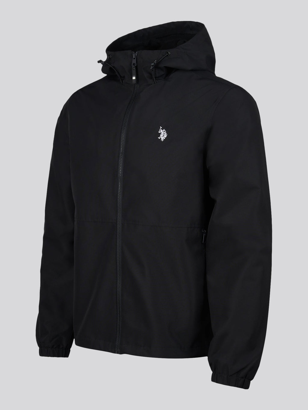 Mens Hooded Windbreaker Black Bright White DHM