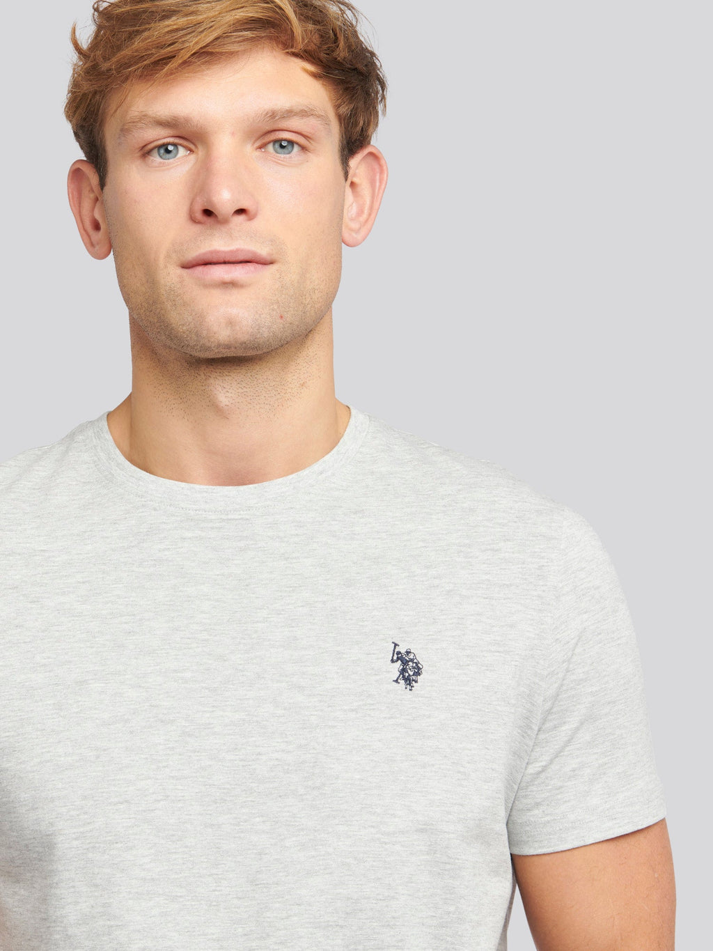 Mens Double Horsemen T-Shirt Mid Grey Marl