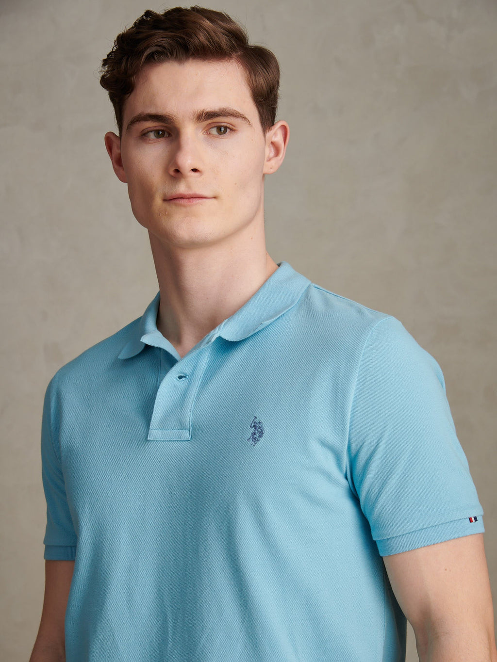 Mens Double Horsemen Polo Shirt Air Blue