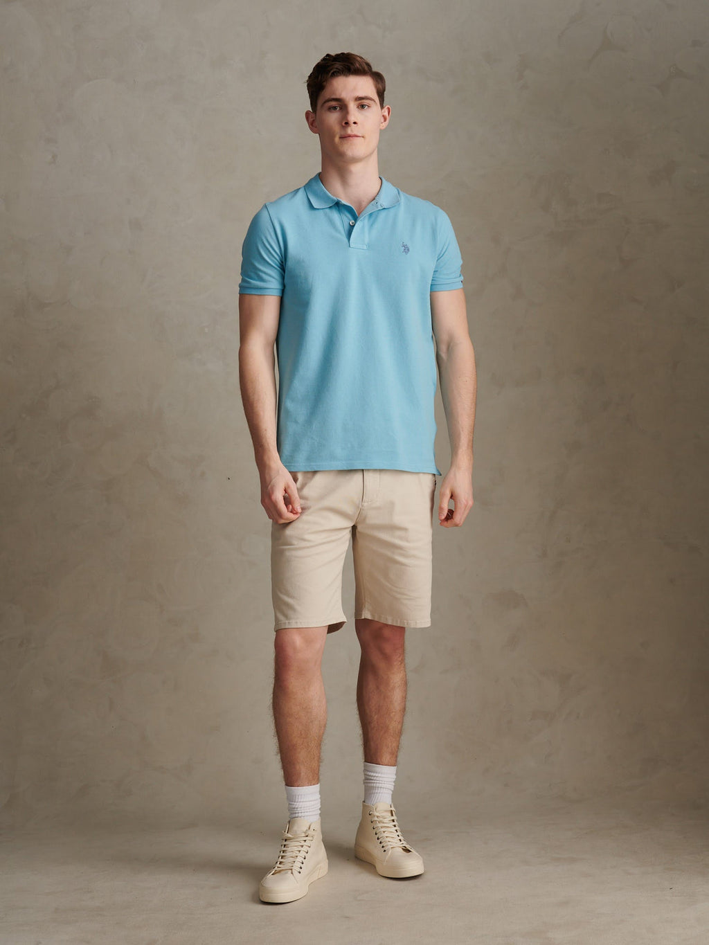 Mens Double Horsemen Polo Shirt Air Blue