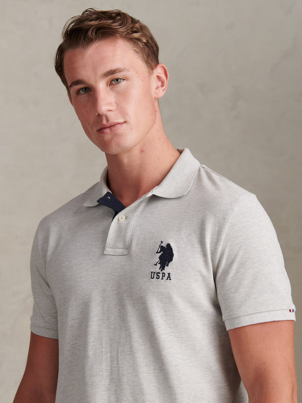 Mens Player 3 Polo Shirt Mid Grey Marl