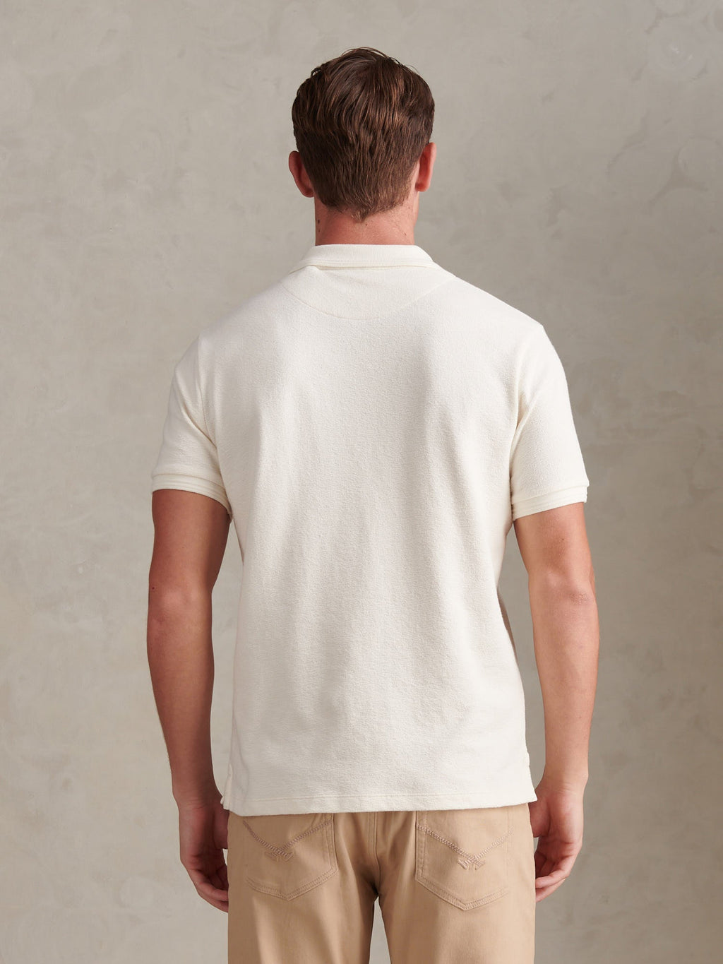 Mens Texture Terry Polo Shirt Whisper White
