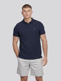 Mens Texture Terry Polo Shirt Dark Sapphire Navy / Moonlight Blue DHM