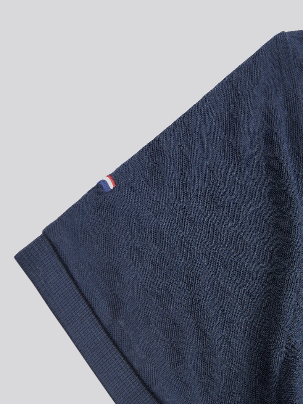 Mens Check Texture Polo Shirt in Dark Sapphire Navy / Haute Red DHM