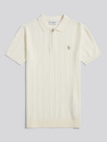 Mens Zip Knit  Polo Shirt Whisper White