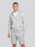 Mens Double Horsemen Zip Hoodie in Mid Grey Marl