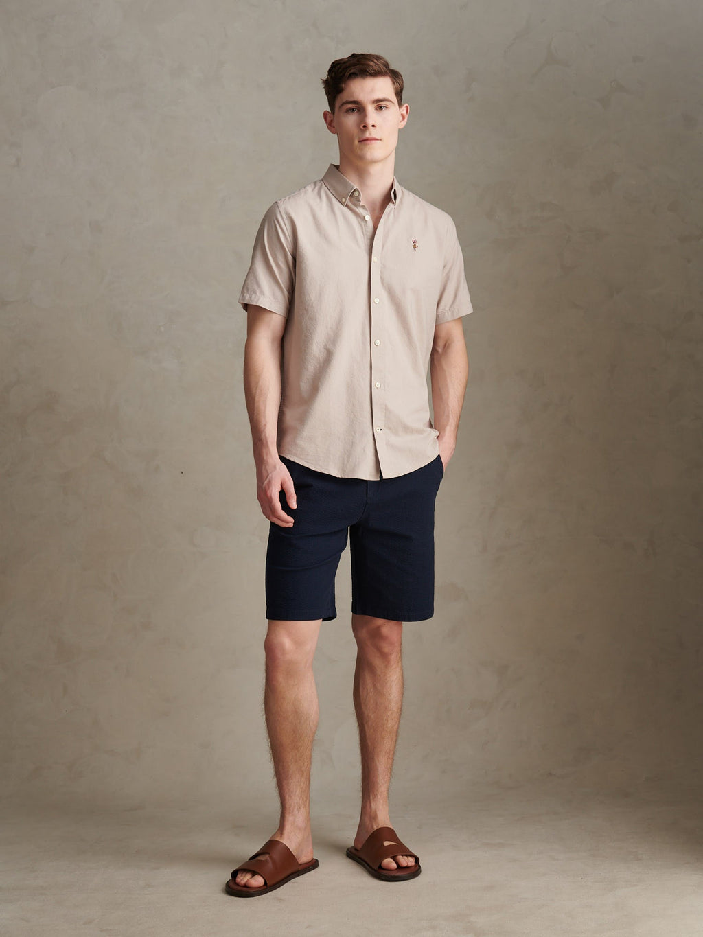Mens  Short Sleeve Oxford Shirt String