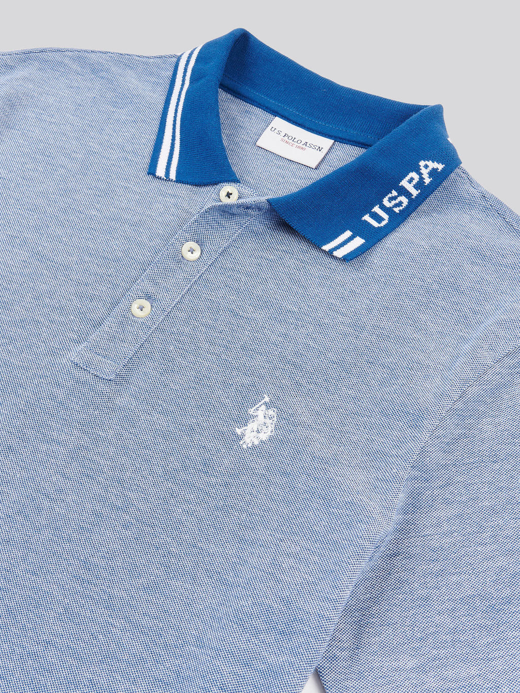 Mens Two Tone Pique Polo Shirt in Navy Peony