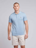 Mens Combed Cotton Polo Shirt Parisian Blue Marl / Multi Coloured DHM