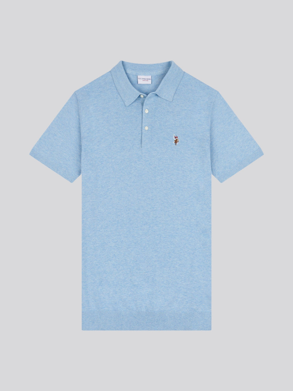 Mens Combed Cotton Polo Shirt Parisian Blue Marl / Multi Coloured DHM