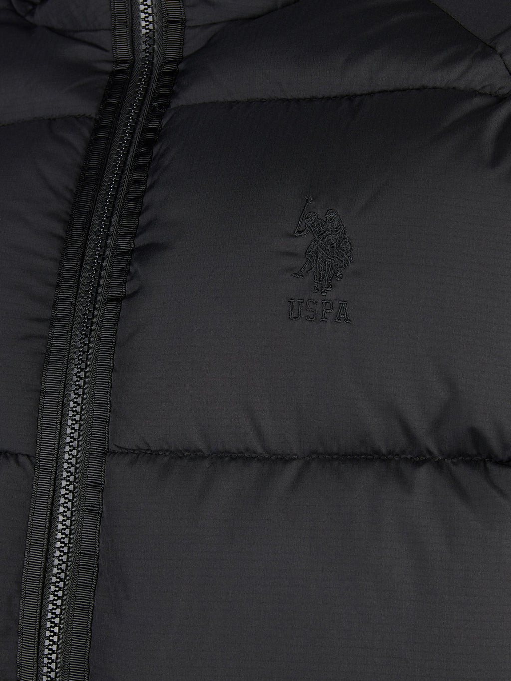 Mens Ripstop Hooded Puffer Jacket in Black