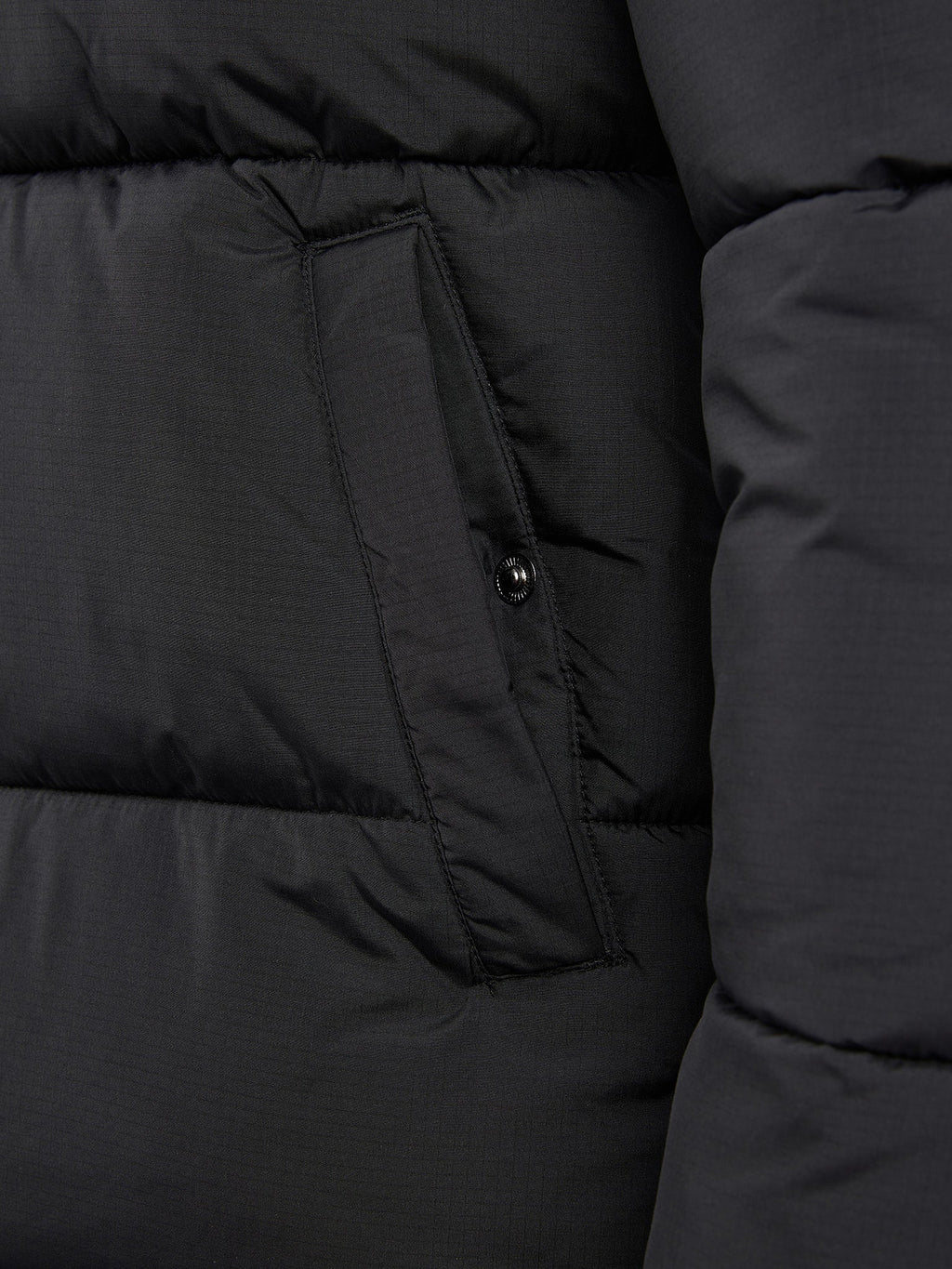 Mens Ripstop Hooded Puffer Jacket in Black