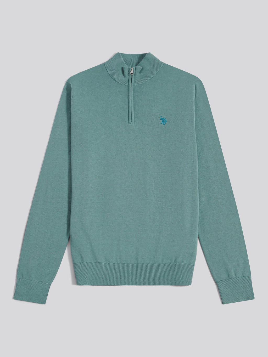 Mens Cotton Quarter Zip Funnel Jumper Arctic
