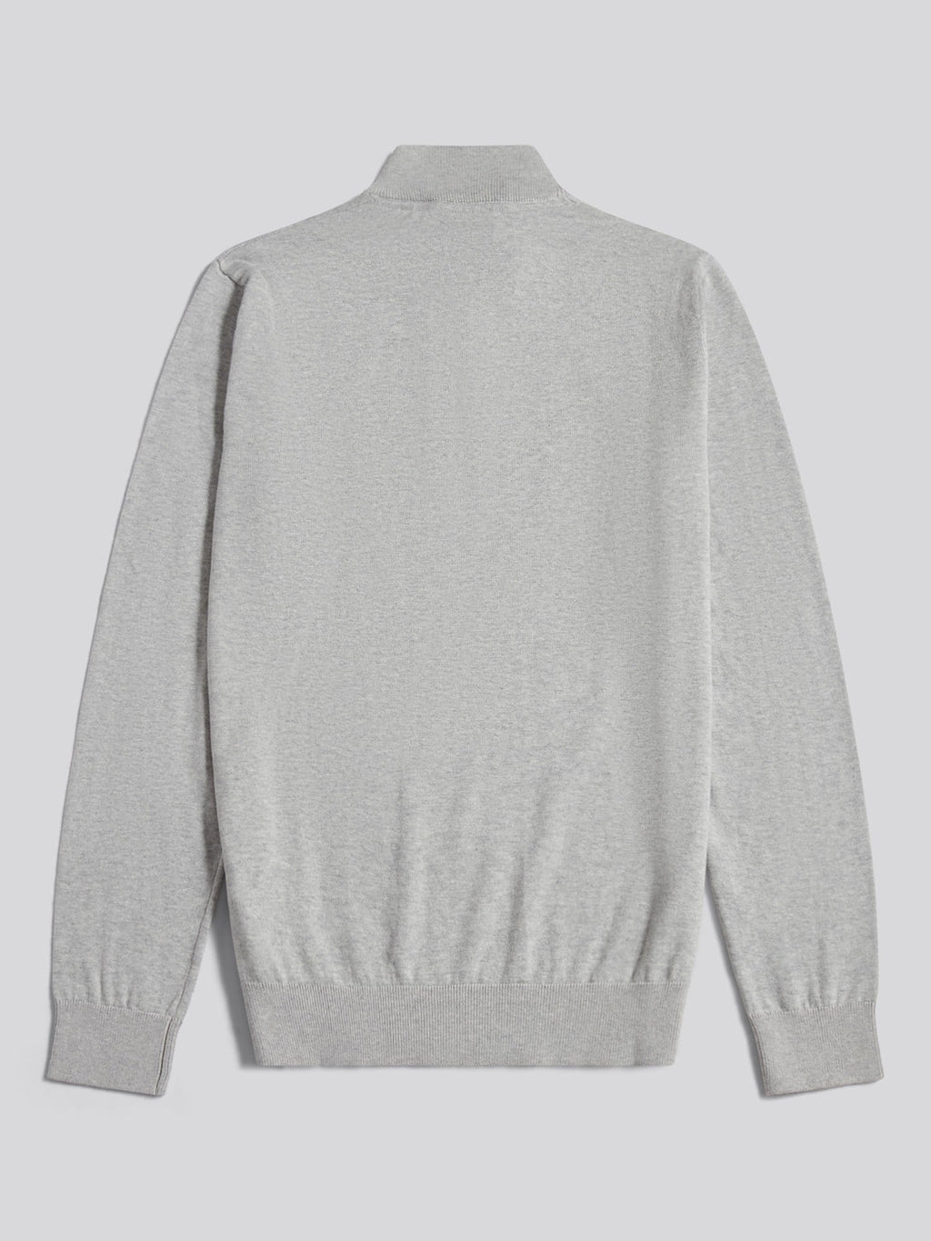 Mens Cotton Quarter Zip Funnel Jumper Mid Grey Marl