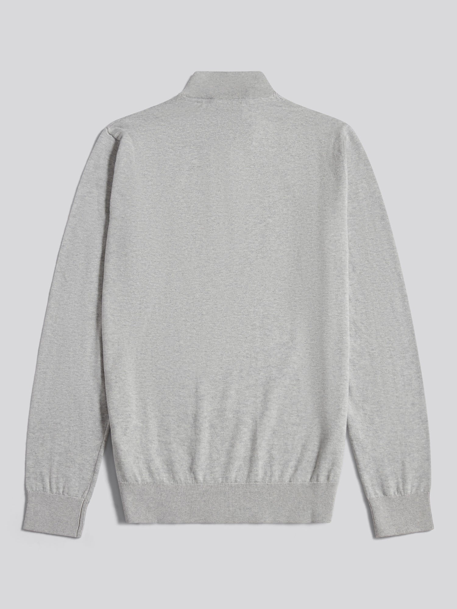 Mens Cotton Quarter Zip Funnel Jumper Mid Grey Marl
