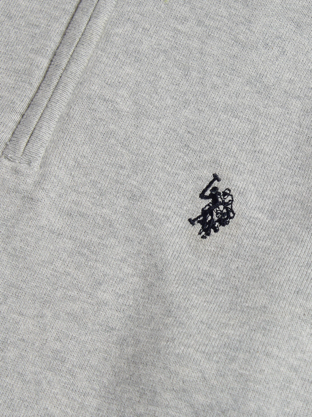 Mens Cotton Quarter Zip Funnel Jumper Mid Grey Marl