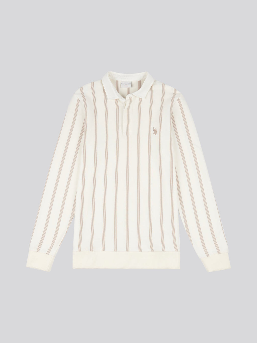 Mens Vertical Stripe Sweat Rugby in Whisper White