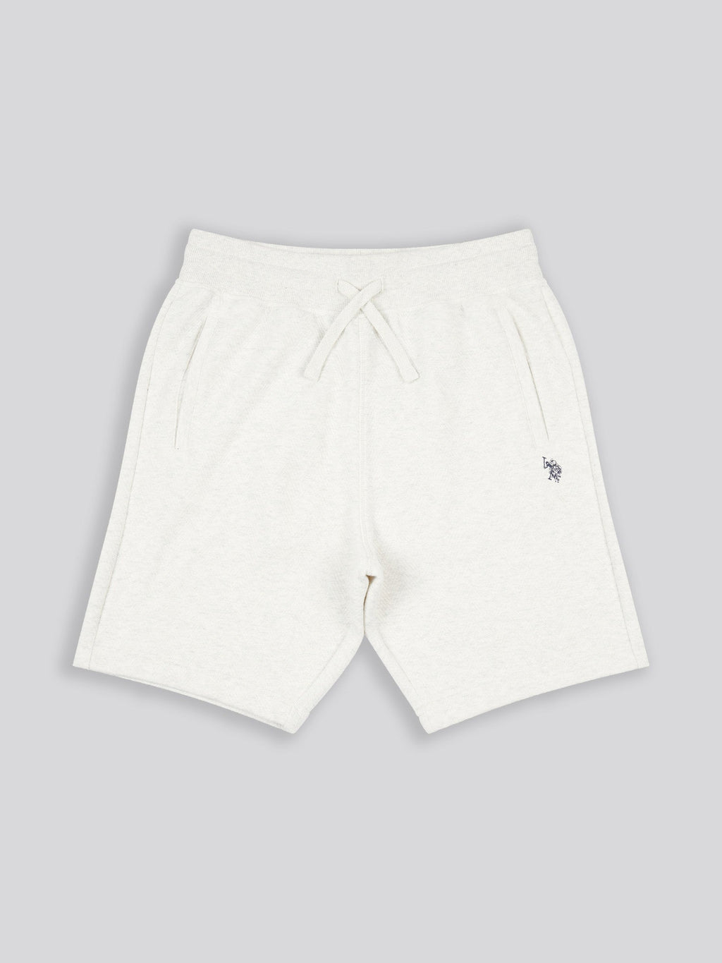 Mens Double Horsemen Herringbone Sweat Short Light Grey Marl