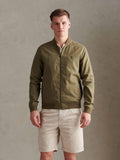 Mens Linen Blend Classic Bomber Deep Lichen Green