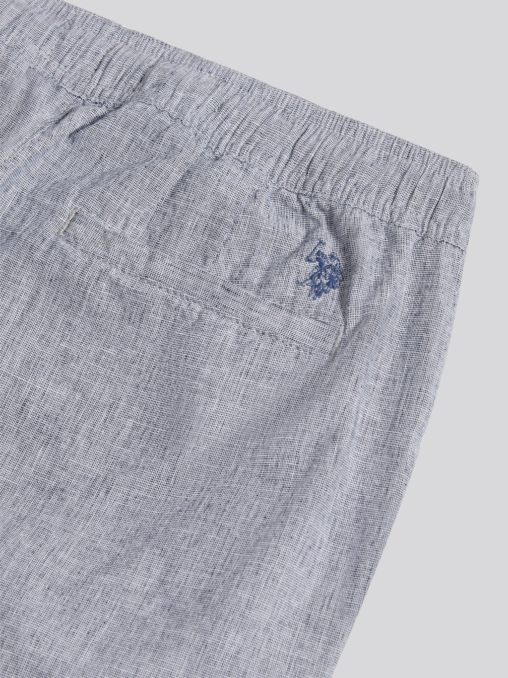 Mens Linen Blend Drawstring Short in Dark Sapphire Navy / Moonlight Blue DHM