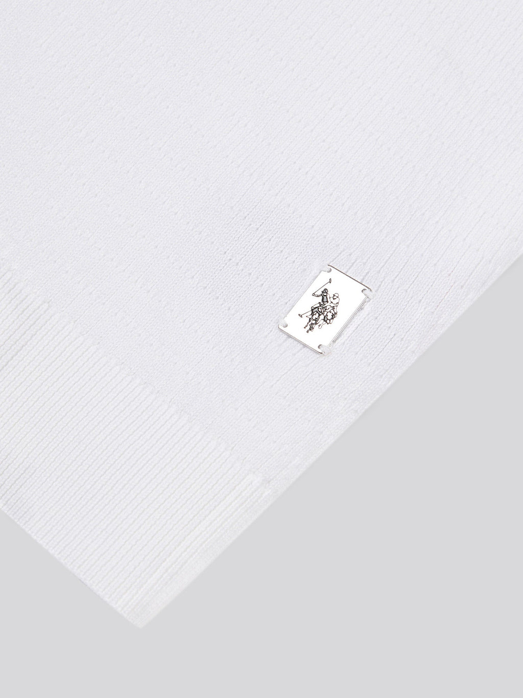 Mens Texture Open Collar Knit Polo Shirt in Bright White