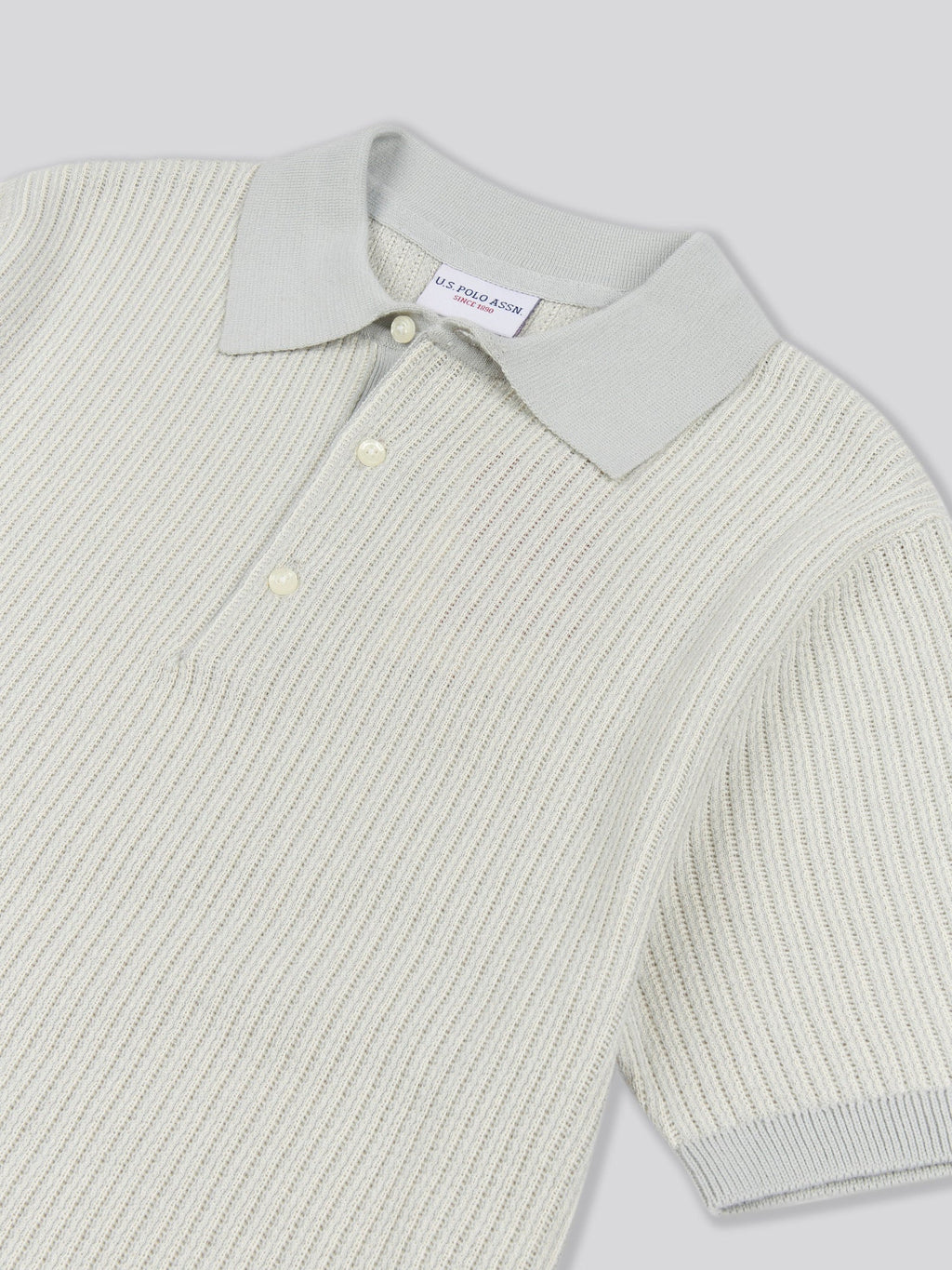 Mens Vertical Texture Stripe Knit Polo Shirt in Northern Droplet